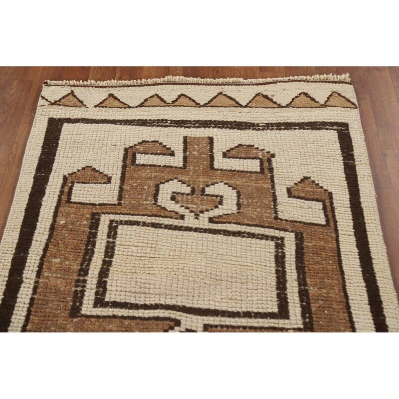 Vegetable Dye Anatolian Turkish Runner Rug Handmade Wool Carpet - 3'1"x 12'2"