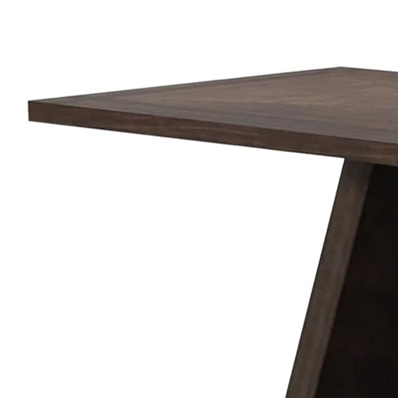 Hols Dining Table, 72 Inch Espresso Brown Wood Top, Angled Pedestal Legs - Espresso Brown
