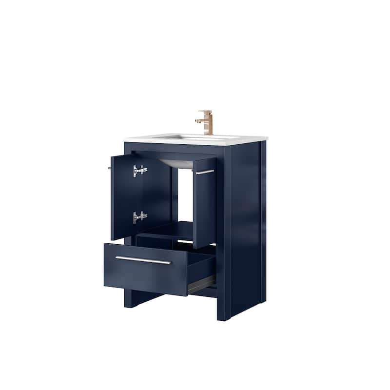 Lafarre Bath Vanity Cultured Marble Top, Sink and Rose Gold Faucet