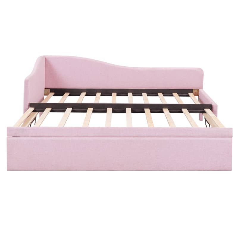 Twin-Size L-Shaped Upholstered Daybed With Pop-Up Trundle