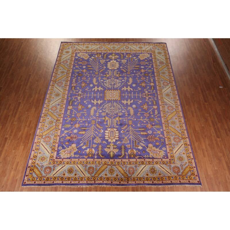 Purple Oushak Large Indian Area Rug Handmade Wool Carpet - 11'9"x 14'8"