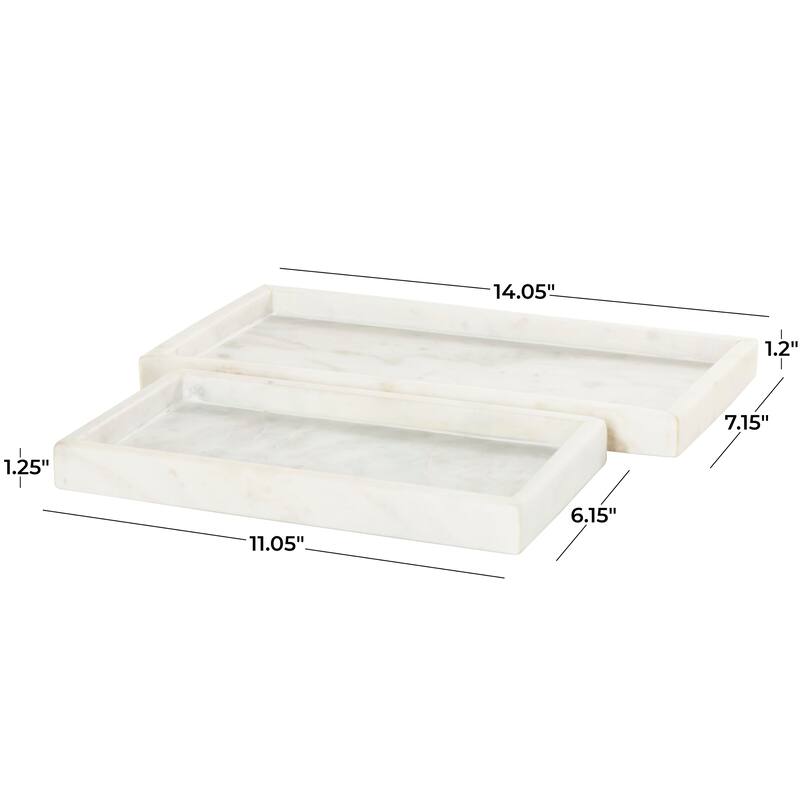 CosmoLiving by Cosmopolitan Marble Tray with Raised Border (Set of 2) - White, Black, Green
