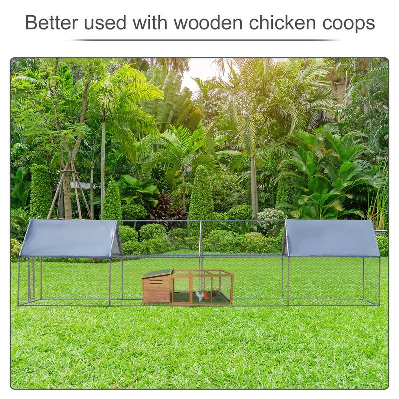 PawHut Chicken Coop Walk-in Enclosure with Cover