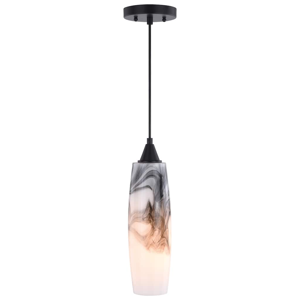 Milano Mini Pendant Ceiling Light Black and White Glass - 4.25-in. W x 15.25-in. H x 4.25-in. D