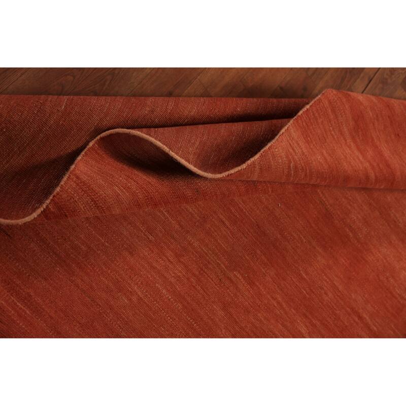 Striped Orange Gabbeh Modern Rug Handmade Wool Carpet - 4'9" x 6'6"