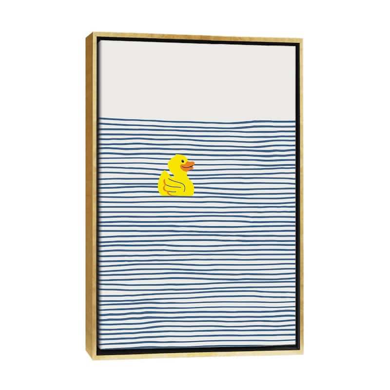 iCanvas "Yellow Rubber Duck" by Little Dean Framed Canvas Print - Gold - 26x18