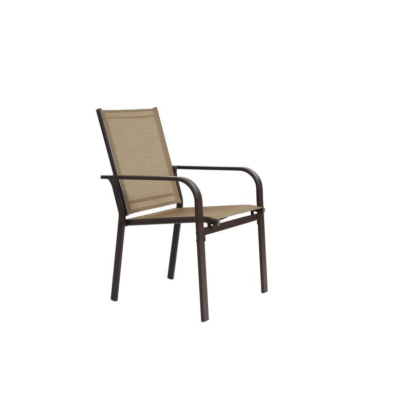 7 Piece Patio Dining Table Chair Set, Outdoor Conversation Furniture Set with Rectangular Table and 6 Stackable Chairs