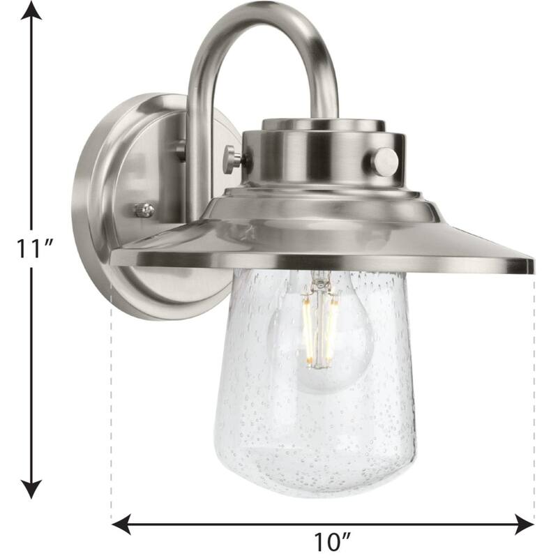 Tremont 1-Light Seeded Glass Stainless Steel Medium Wall Lantern - 9 in x 10 in x 11 in