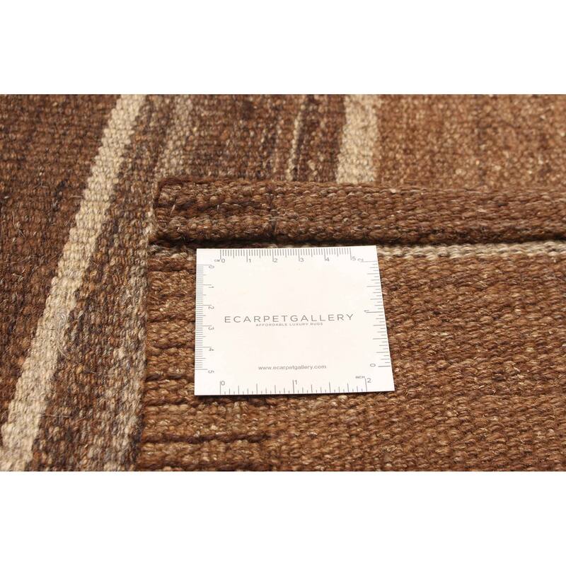 ECARPETGALLERY Flat-Weave Boho Dark Brown Wool Kilim - 5'4 x 10'0