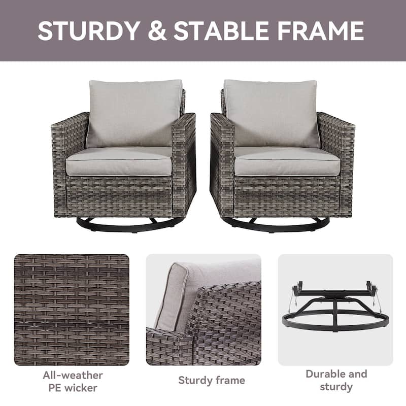 Outdoor Swivel Glider Chairs with Soft Cushion