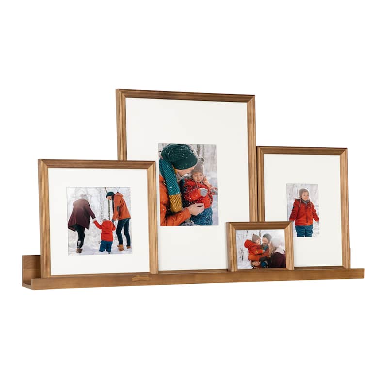 Kate and Laurel Bordeaux Wall Shelf with Frames Set