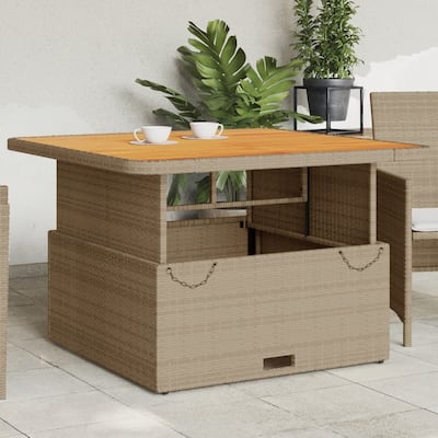 vidaXL Garden Table Beige and Brown - 43.3 x 43.3 x 28.0 in