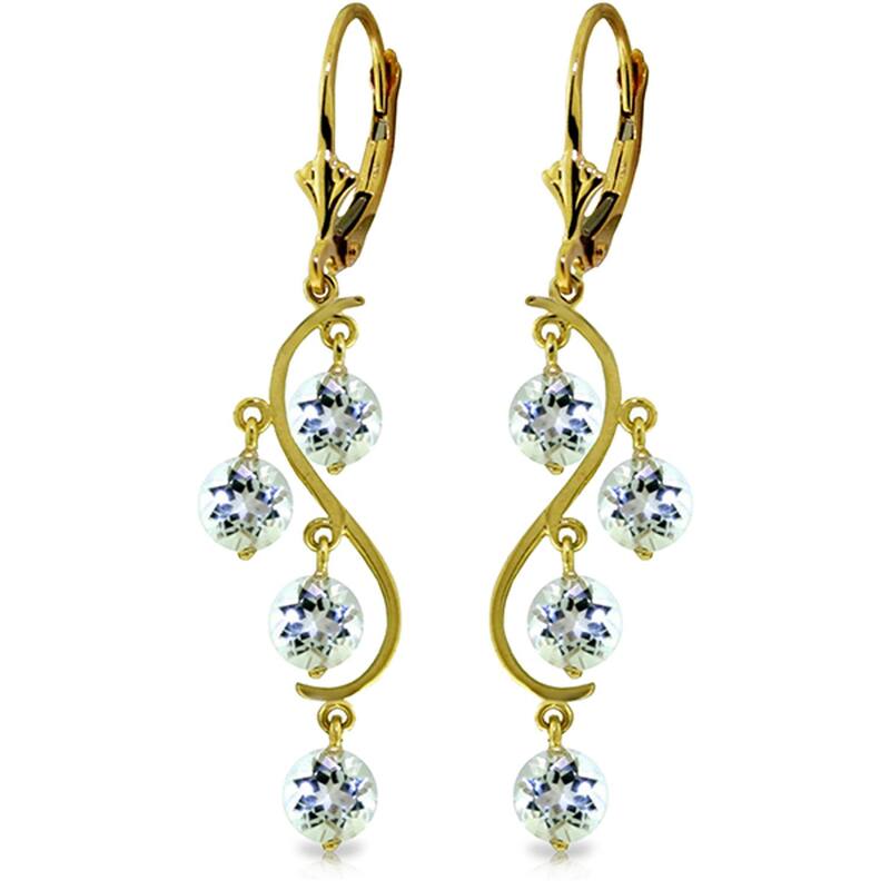 4.5 Carat 14K Solid Gold Aquamarine Gemstone Drop Chandelier Earrings - Yellow