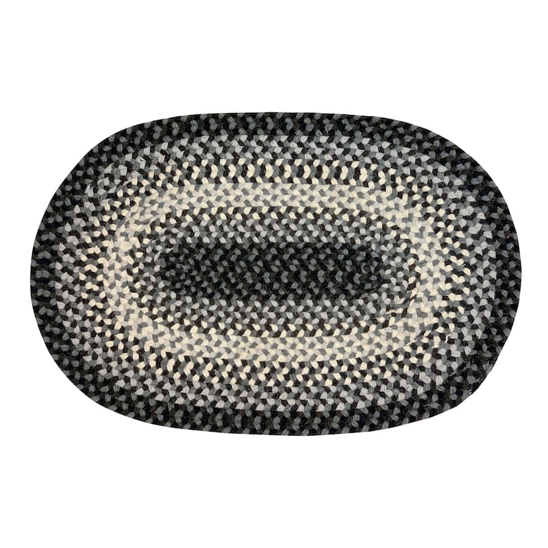 Better Trends Woodbridge Braid 100% Wool Stain Resistant, Double Sided Reversible Oval Indoor Area Utility Rug - 20" x 30" Oval - Gray