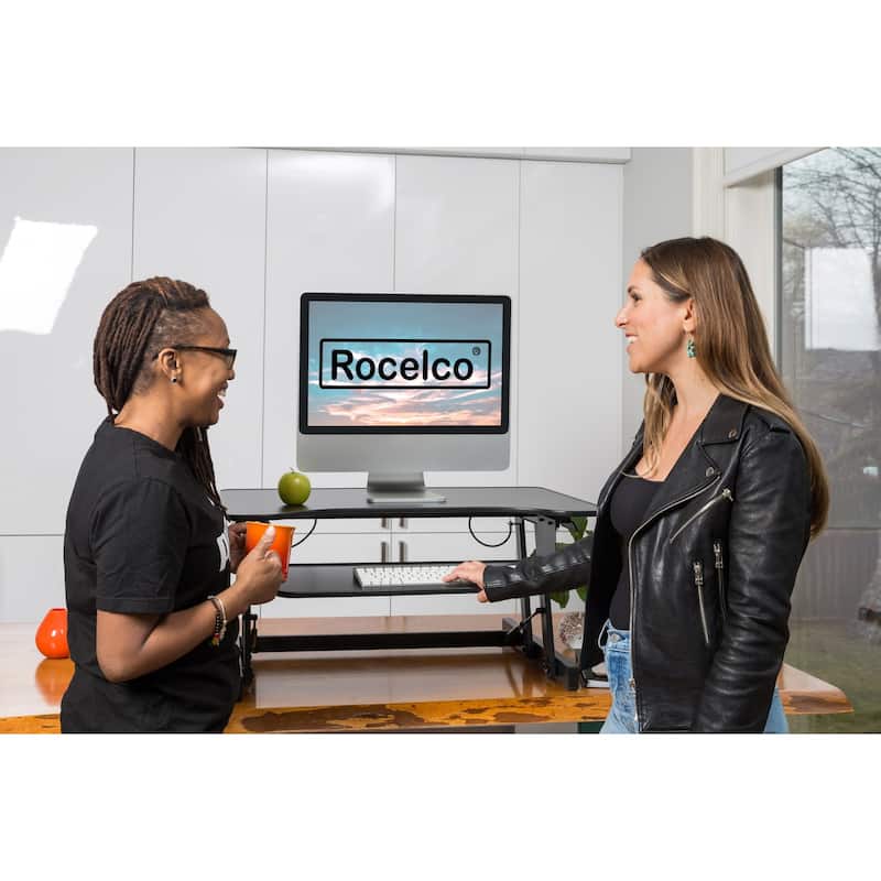 32" Sit-Stand Desk Converter with Spacious Platform for Monitors and Laptops