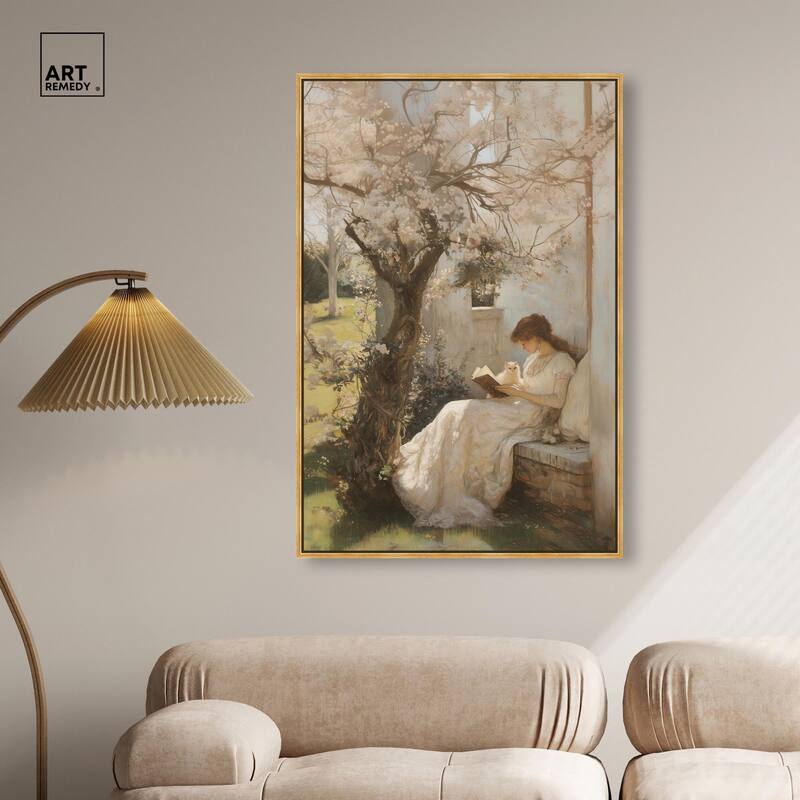 Reading With Her Cat Canvas by Art Remedy