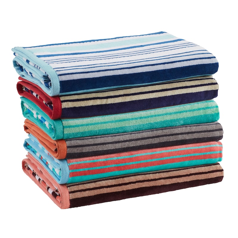 Superior 100% Cotton Rope Textured Oversized Beach Towel Set of 2 - 34 x 64