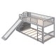 preview thumbnail 5 of 16, Stairway Twin Over Twin Bunk Bed with Slide and Ladder, Wooden Bunkbed Frame with Storage Stairs for Kids/Teens/Adults Bedroom