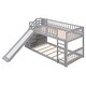 preview thumbnail 21 of 32, Stairway Twin over Twin Wooden Bunk Bed with Two Drawers & Slide - Functional Kids' Bedroom Furniture