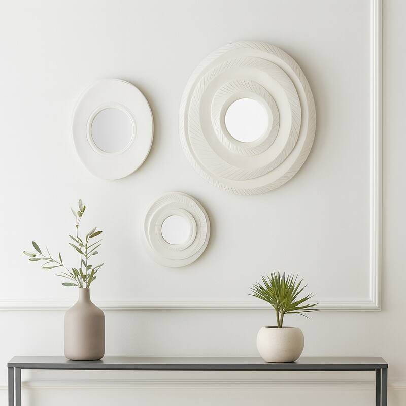 Resin Convex Round Mirror Set of 3 - Gray, 15", 17" - 25.0"