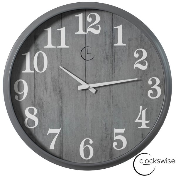 slide 2 of 12, Large Outdoor Wall Clock Thermometer Combo, Waterproof Silent Garden Weather Station Home Indoor Patio Pool Black 18 Inch - Grey Solid