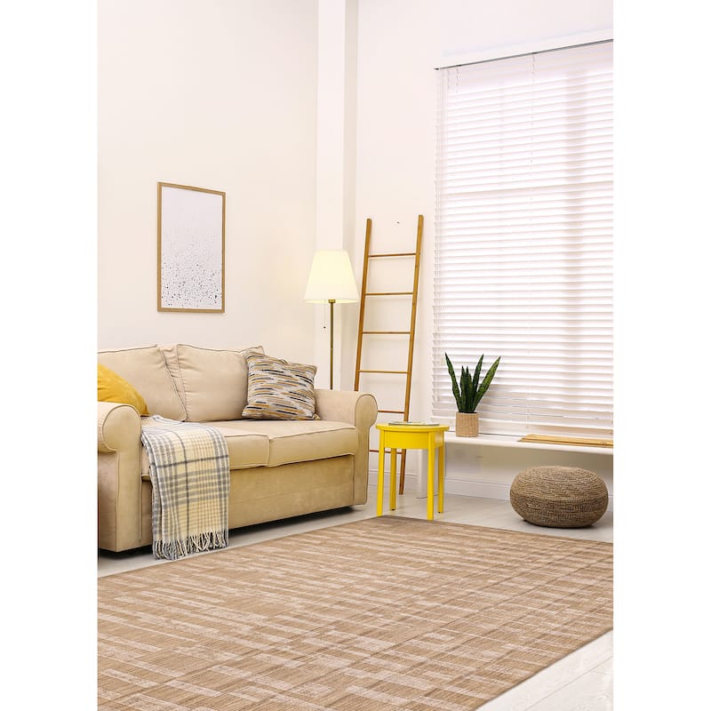 ECARPETGALLERY Hand Loomed Kashkuli Gabbeh Light Khaki Wool Rug - 6'8 x 9'7