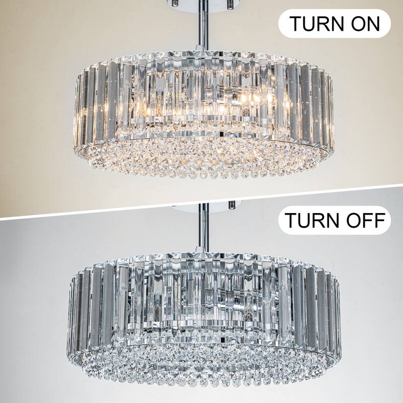 15.7" Modern 4-Light Crystal Semi Flush Mount