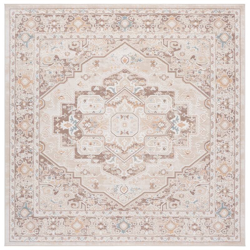 SAFAVIEH Sydney Kaie Medallion Rug - 6'6" Square - Beige/Brown Ivory