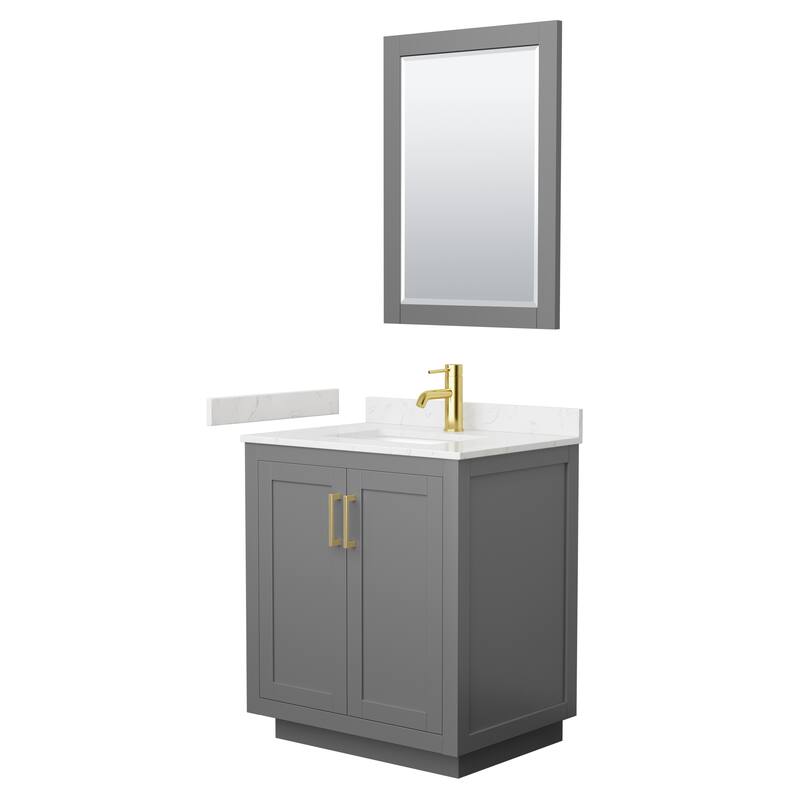 Miranda Single Vanity Set, Cultured Marble Top, 24-Inch Mirror