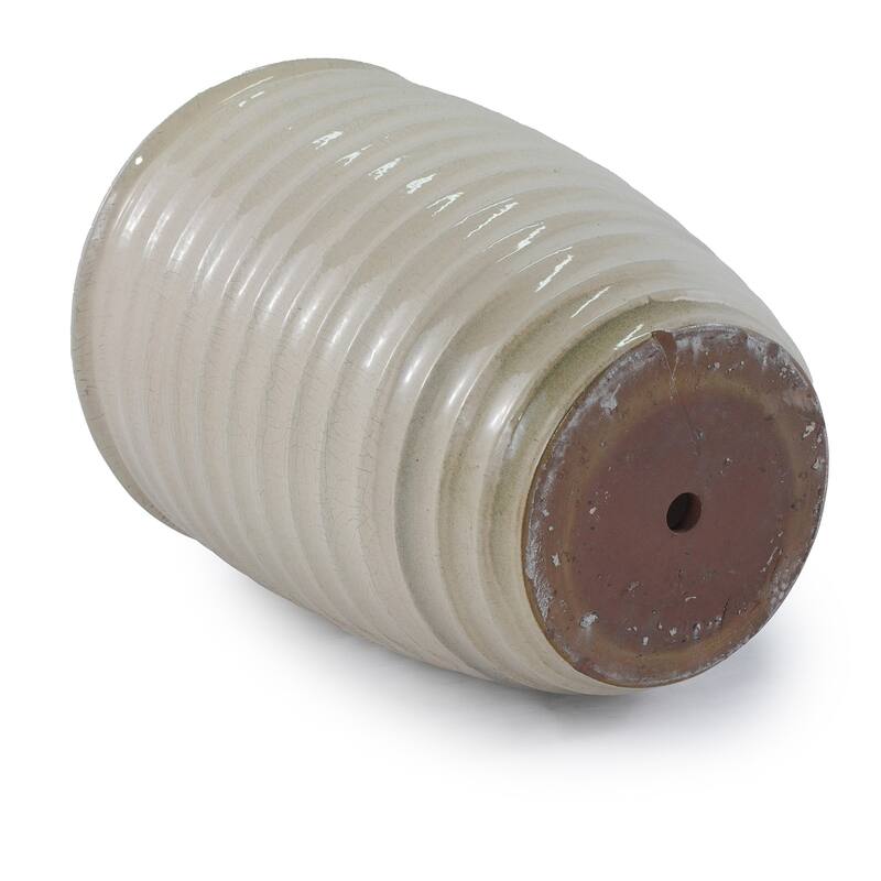 Milk White Ceramic Flowerpot 16.54in Customizable Planter Frost Resistant for Indoor Outdoor Plants