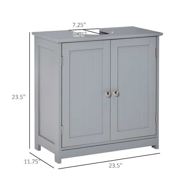 Sink Storage Cabinet, Vanity Base Cabinet, Under Sink Bathroom Cabinet with U-shape Cut-Out and Adjustable Internal Shelf, Gray