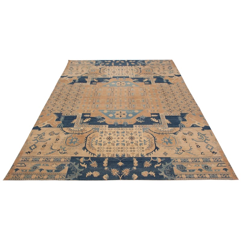 ECARPETGALLERY Hand-knotted Finest Ghazni Tan Wool Rug - 9'7 x 13'4