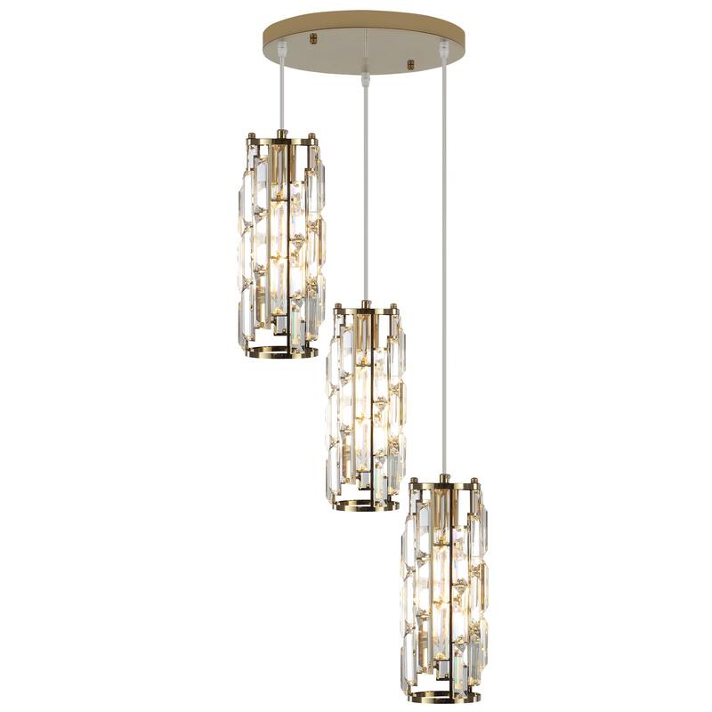 3-Light Chandelier for Bedroom Kitchen Dining Room with Crystal Shaded