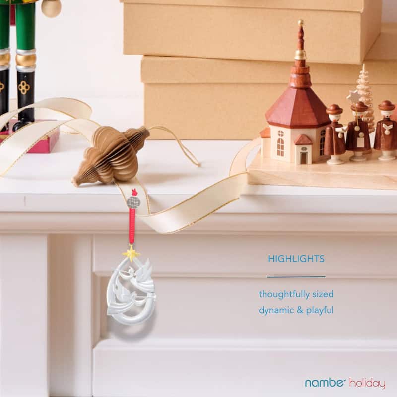 Nambe 2023 Glorious Angels Ornament - 2.25”L x 4.25”H