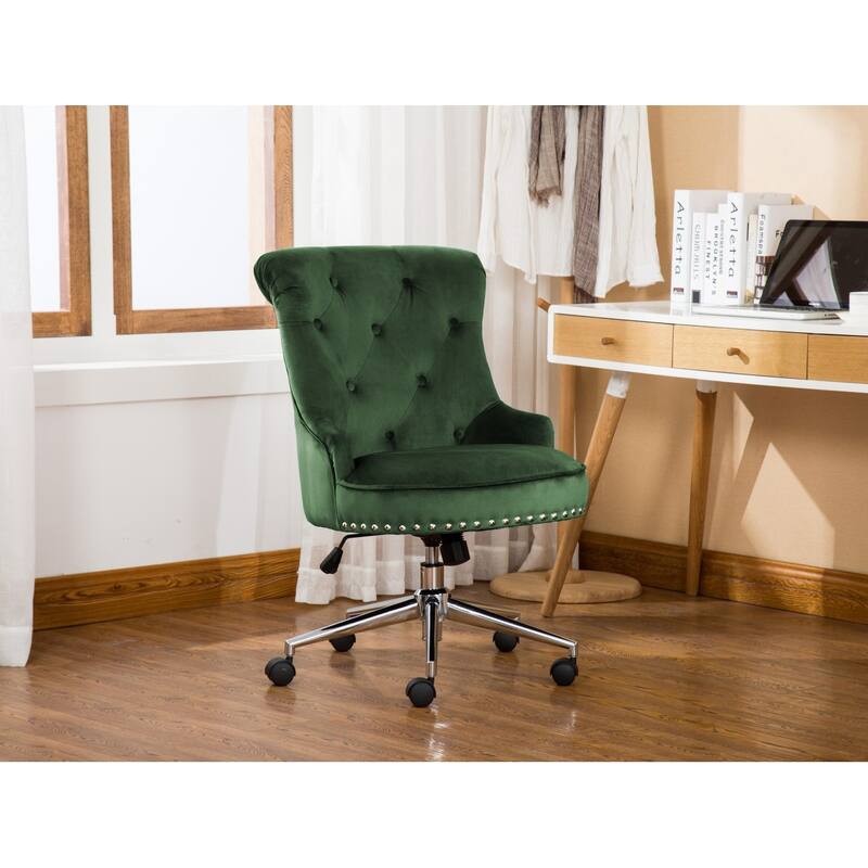 Porthos Home Jaron Office Chair - Tufted Wingback & Velvet Upholstery