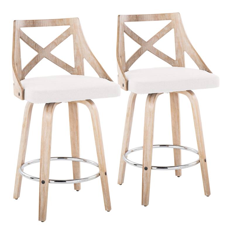 The Gray Barn Charlotte 26" Fixed-Height Counter Stool with Bent Wood Legs (Set of 2)