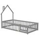 preview thumbnail 25 of 109, Twin/Full Montessori Toddler Floor Bed Frame, Modern House-Shaped Bed Frame with Fence and Full-Length Guardrails for Girls Boys