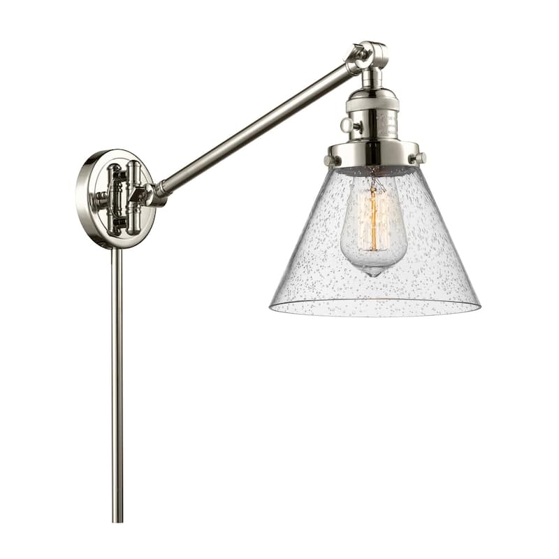 Innovations Lighting Large Cone Single Light 25" Tall Wall Sconce / - Polished Nickel / Seedy