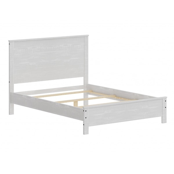 Solid white double bed frame discount