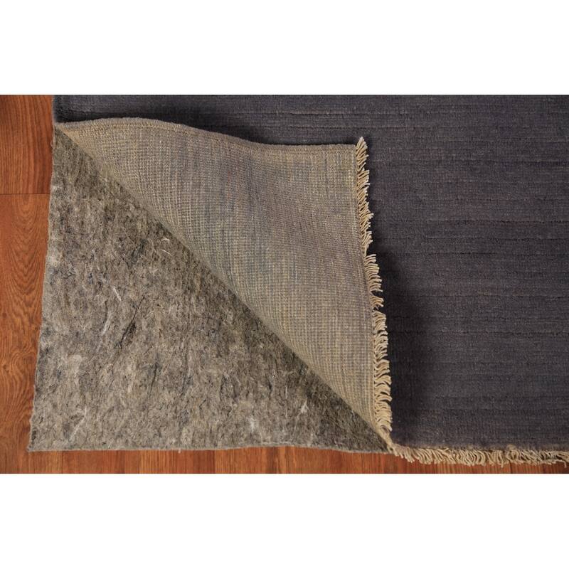 Modern Gray Gabbeh Runner Rug Hand-Knotted Grey Wool Carpet - 2'11" x 9'7"