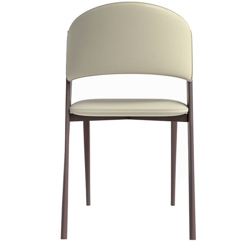 Leather Dining Chairs with Iron Legs and Open-Back Design Aspen Series Set of 2