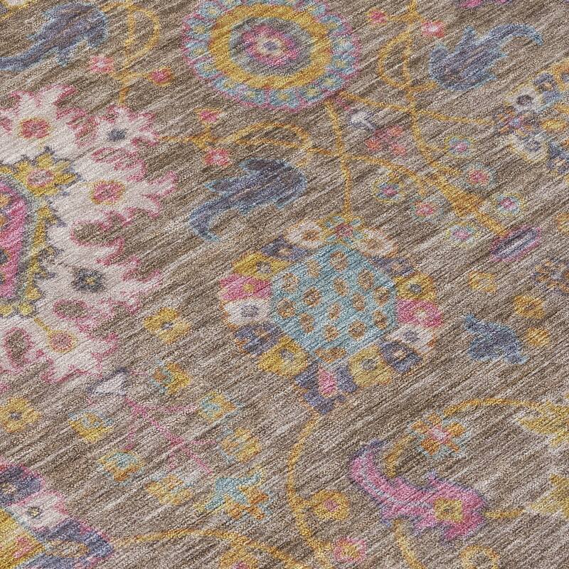Machine Washable Indoor/Outdoor Boho Traditional Chantille Rug