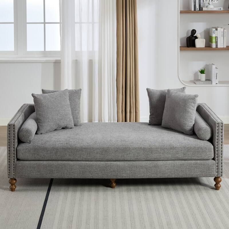 75.2" W Upholstered Chaise Lounge Chair,Modern Sofa Couch with Pillows