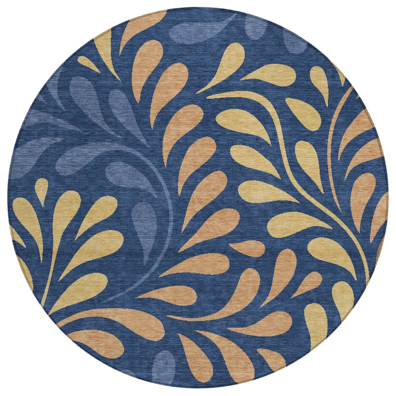 Machine Washable Indoor/ Outdoor Floral Arabesque Chantille Rug