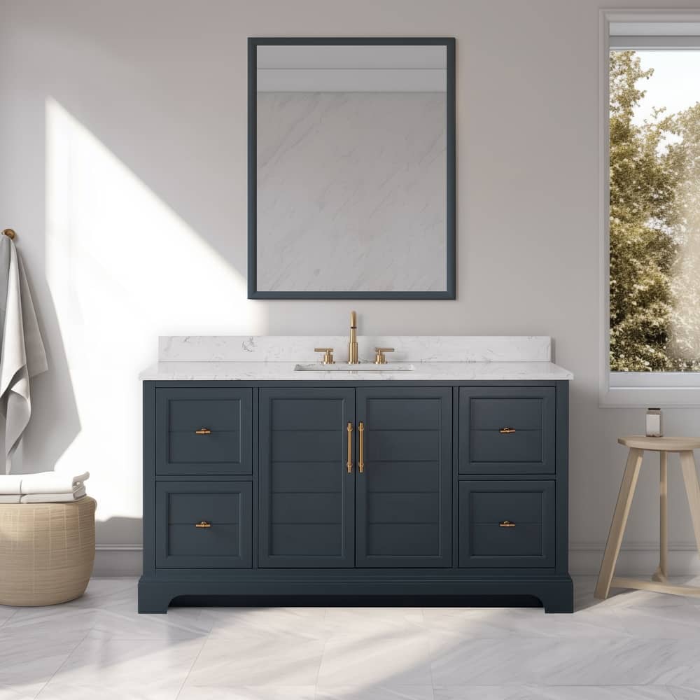 Vanity Art 60" Single Sink Bathroom Vanity with Top & Backsplash