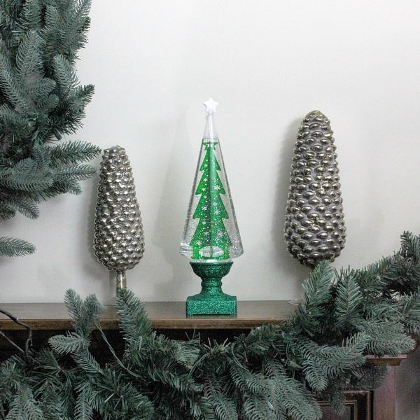Shop 14 Green Glitter Led Swirl Water Dome With Christmas Tree