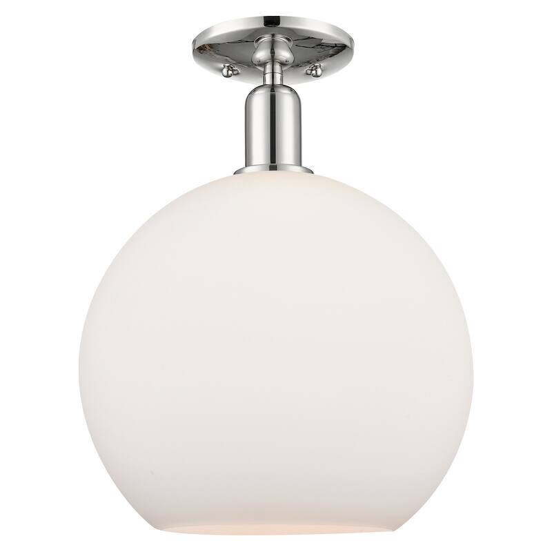 Innovations Lighting 716-1C-16-12 Athens Semi-Flush Athens 12" Wide - Polished Nickel / Matte White