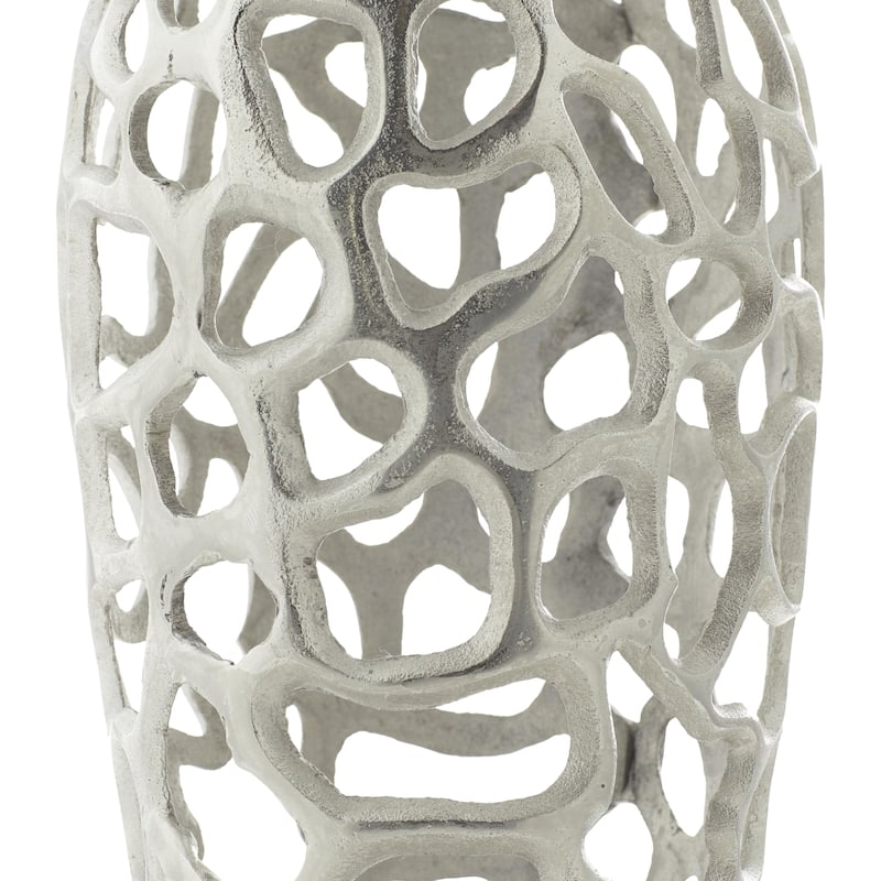 Aluminum Metal Cutout Coral Decorative Vase - Gold or Silver - Roche River Decor