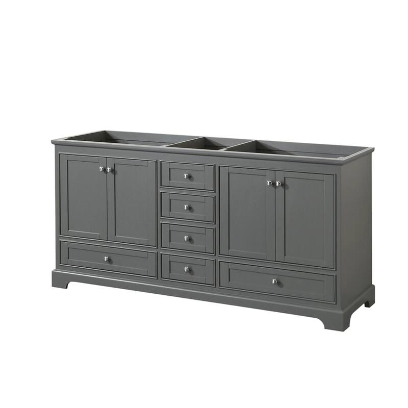 Wyndham Collection Deborah 71" Free Standing Double Wood Vanity - Dark Gray / Polished Chrome Hardware
