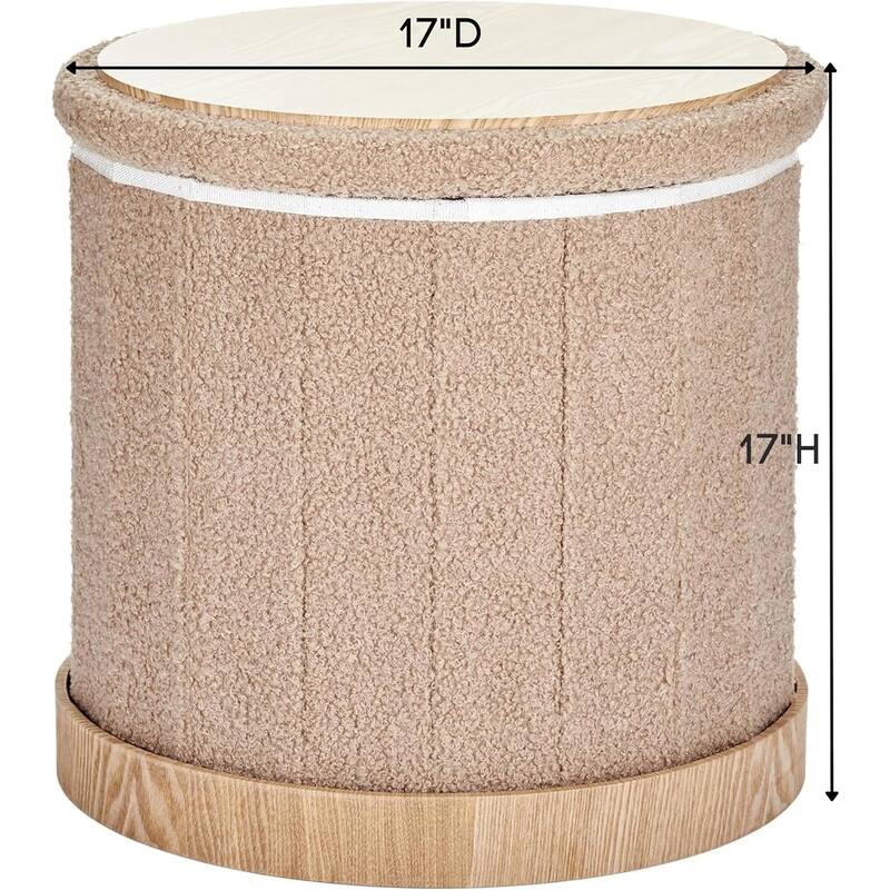 Aria Home Teddy Fabric Ottoman Coffee Table with Hidden Storage
